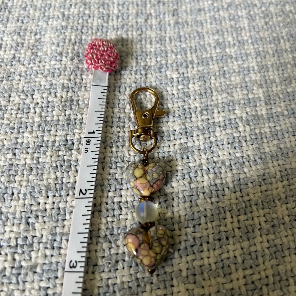 Heart Charm Keychain purse charm claw clasp with Gold Accents